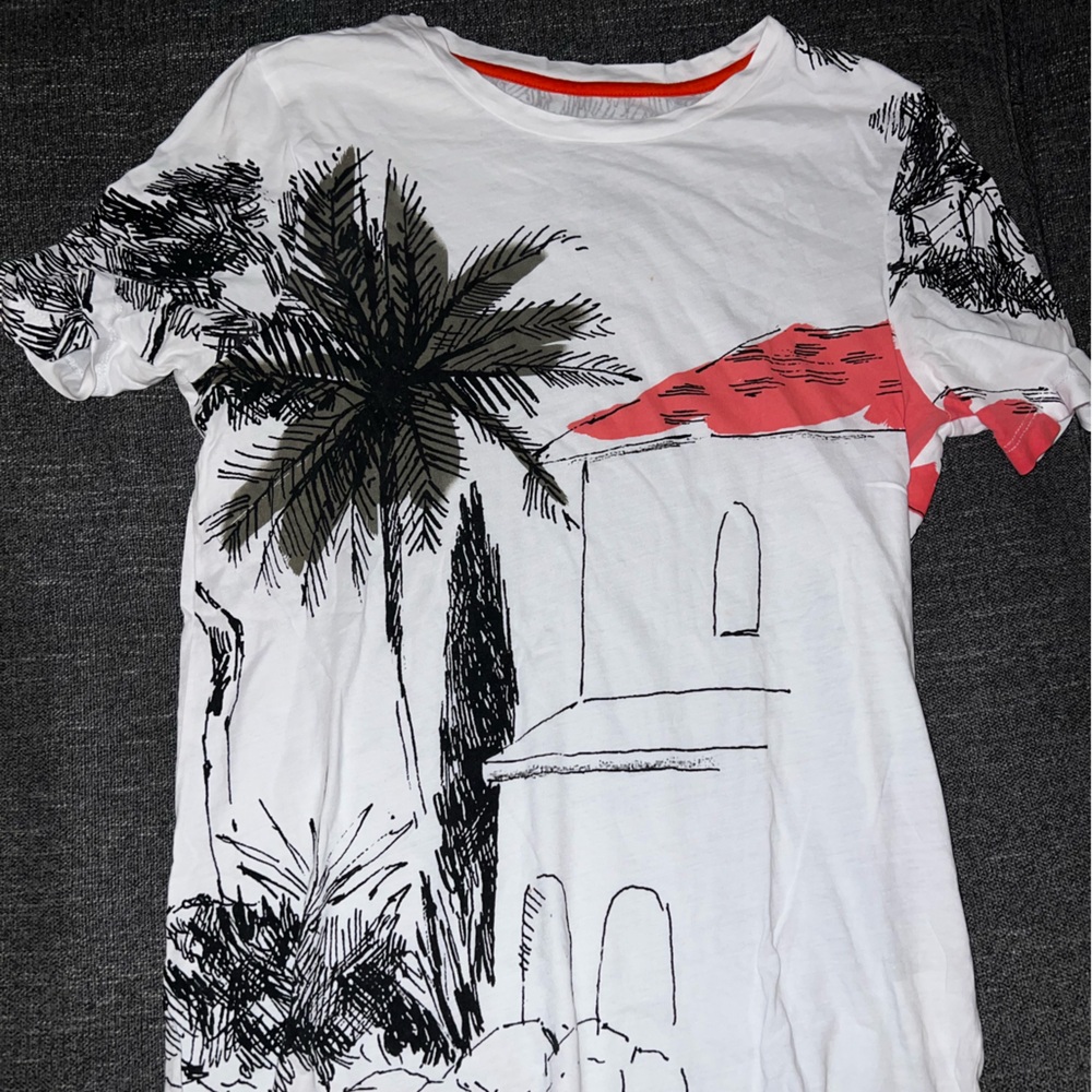 Tory Burch White Tee with Palm Design